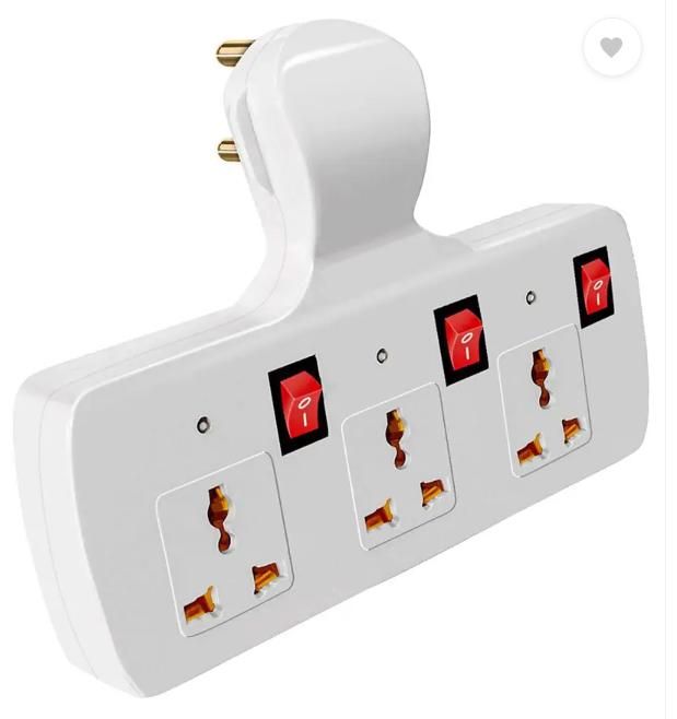 3 pin Multi Plug Point | Cordless Wall Socket Multi Outlet Extension Board, Universal Sockets and Individual Switches -Pack of 1
