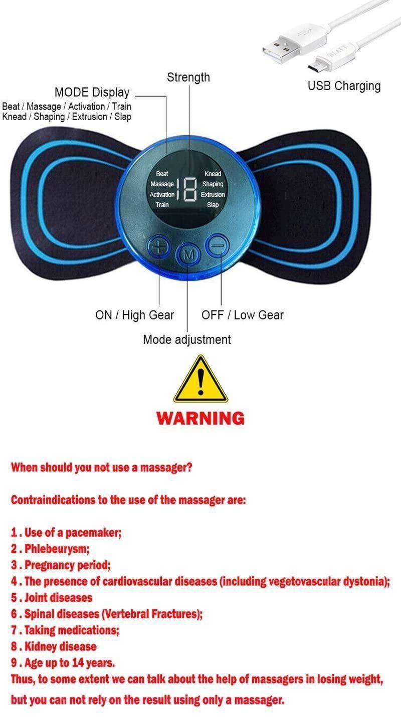 Mini Electric Massager for Pain Relief – 8 Modes, 19 Levels