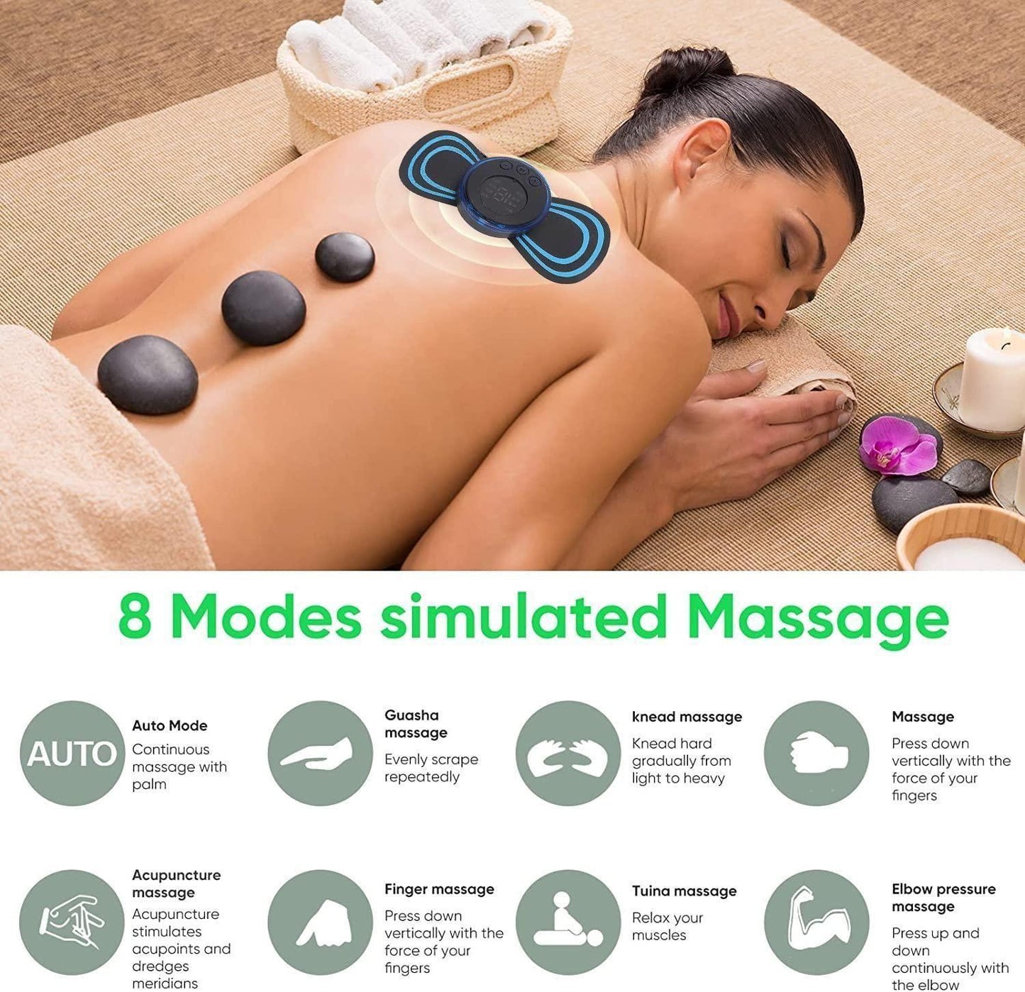 Mini Electric Massager for Pain Relief – 8 Modes, 19 Levels