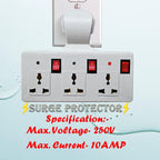 3 pin Multi Plug Point | Cordless Wall Socket Multi Outlet Extension Board, Universal Sockets and Individual Switches -Pack of 1